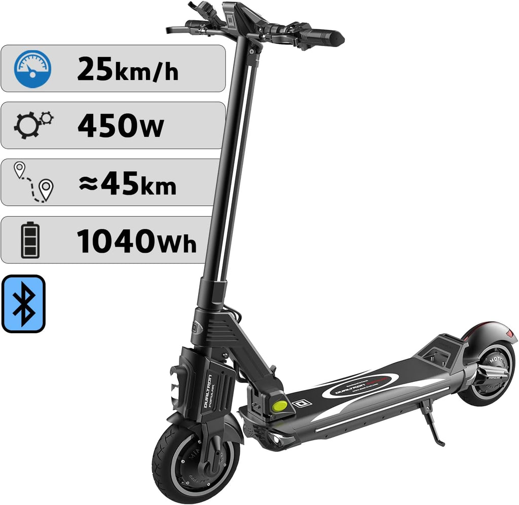 DUALTRON Pop Adult Electric Scooter – Single Motor – 52V 20Ah, 450W Motor, Range up to 45 km, 25 km/h, Fast Powerful and Comfortable, Black
